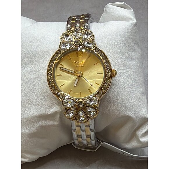 Invicta Womens Gold-Tone Analog Watch With Crystal Accents & Two-Tone Bracelet M - Picture 4 of 7